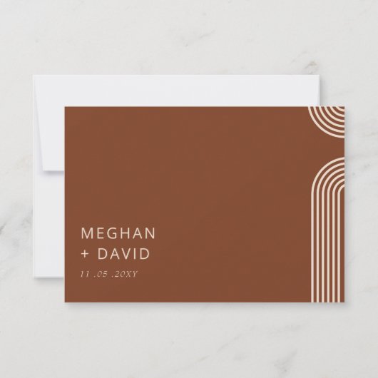 Terracotta Rustic Boho Moderne Hochzeit RSVP Karte (Rückseite)
