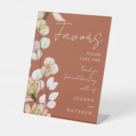 Terracotta Rustic Boho Transparente Blumenfavorite Sockelschild