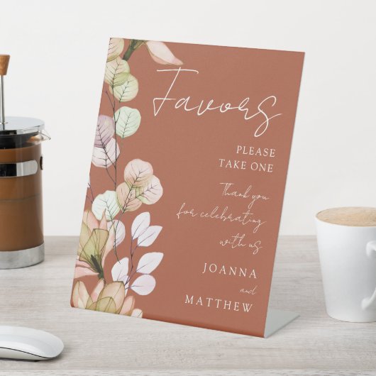 Terracotta Rustic Boho Transparente Blumenfavorite Sockelschild (In SItu)