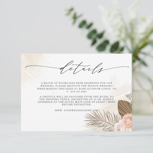 Terracotta Rustic Boho Wedding Chic Skriptdetails Begleitkarte (Stehend Vorderseite)