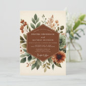 Terracotta Rustic Botanical Wedding Einladung (Stehend Vorderseite)