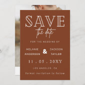 Terracotta Rustic Burnt Orange Boho Foto Save The Date (Vorne/Hinten)