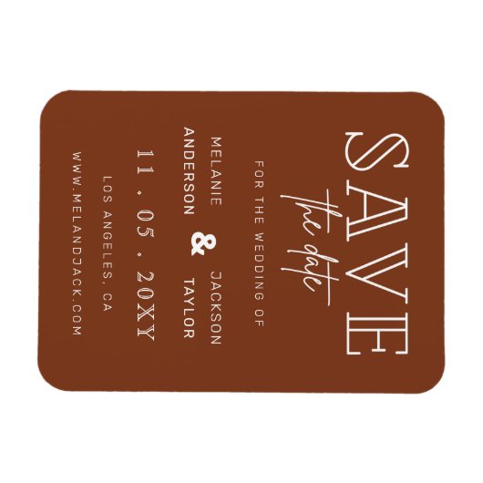 Terracotta Rustic Burnt Orange Boho Save the Date Magnet (Horizontal)