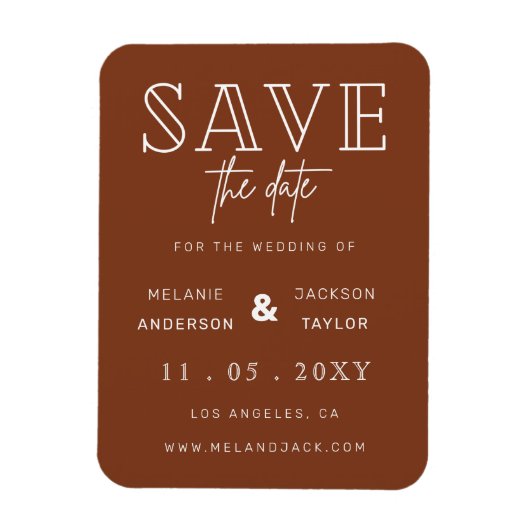 Terracotta Rustic Burnt Orange Boho Save the Date Magnet (Vertikal)