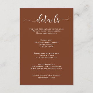 Terracotta Rustic Burnt Orange Modern Wedding Encl Begleitkarte
