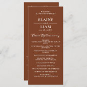 Terracotta Rustic Burnt Orange Moderne Hochzeit Programm (Vorne/Hinten)
