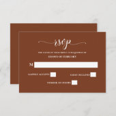 Terracotta Rustic Burnt Orange Moderne Hochzeit RSVP Karte (Vorne/Hinten)
