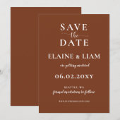 Terracotta Rustic Burnt Orange Moderne Hochzeit Save The Date (Vorne/Hinten)
