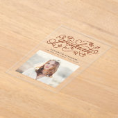 Terracotta Rustic Calligraphy Foto Abschluss Acryleinladungen (Ablage )