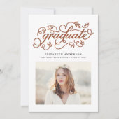 Terracotta Rustic Calligraphy Foto Abschluss Ankündigung (Vorderseite)