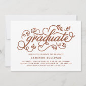 Terracotta Rustic Calligraphy Graduation Party Einladung (Vorderseite)