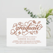 Terracotta Rustic Calligraphy Graduation Party Einladung (Stehend Vorderseite)