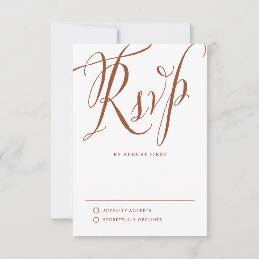 Terracotta Rustic Calligraphy Wedding RSVP Karte (Vorderseite)
