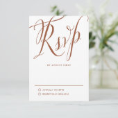 Terracotta Rustic Calligraphy Wedding RSVP Karte (Stehend Vorderseite)