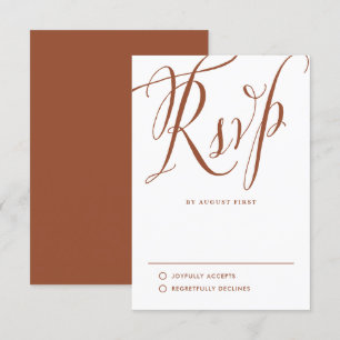Terracotta Rustic Calligraphy Wedding RSVP Karte
