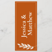 Terracotta Rustic Chic Wedding Menükarte (Rückseite)