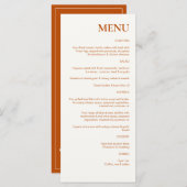 Terracotta Rustic Chic Wedding Menükarte (Vorne/Hinten)