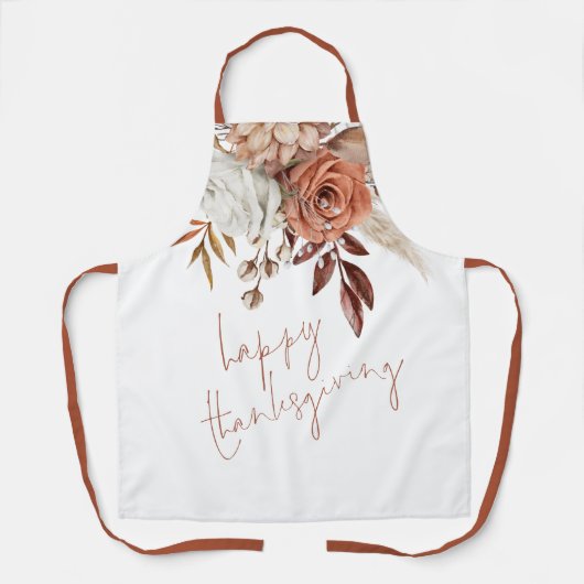 Terracotta Rustic Fall Florals Glückwunsch Schürze (Vorderseite)