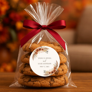 Terracotta Rustic Fall Gastgeschenke Hochzeit Runder Aufkleber