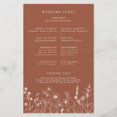 Terracotta Rustic Fall Wildblume Hochzeitsprogramm (Rückseite)