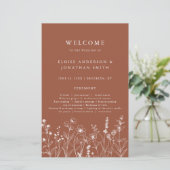 Terracotta Rustic Fall Wildblume Hochzeitsprogramm (Stehend Vorderseite)