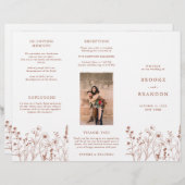 Terracotta Rustic Fall Wildblume Hochzeitsprogramm (Vorne/Hinten)