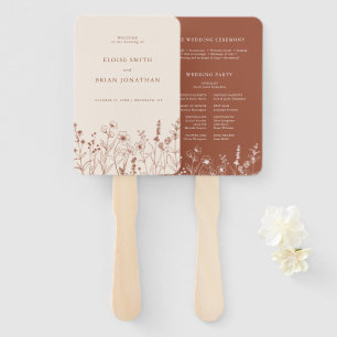 Terracotta Rustic Fall Wildblume Hochzeitsprogramm Fächer