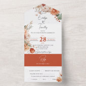 Terracotta Rustic Floral All in One Wedite Einladu Einladung (Innen Boden)