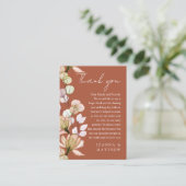 Terracotta Rustic Floral Hochzeit im Herbst danke Platzkarte (Stehend Vorderseite)