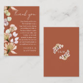 Terracotta Rustic Floral Hochzeit im Herbst danke Platzkarte (Vorne/Hinten)