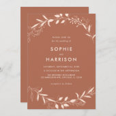 Terracotta Rustic Floral Moderne Hochzeit Einladung (Vorne/Hinten)