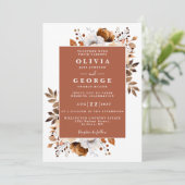 Terracotta Rustic Floral QR Code Wedding Einladung (Stehend Vorderseite)