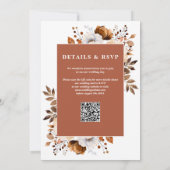 Terracotta Rustic Floral QR Code Wedding Einladung (Rückseite)
