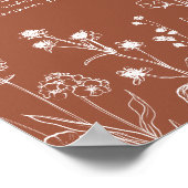 Terracotta Rustic Floral Wedding Chart Poster (Ecke)