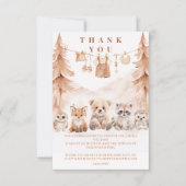 Terracotta Rustic Forest Baby Shower Dankeskarte (Vorderseite)