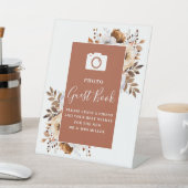 Terracotta Rustic Foto Gästebuch Hochzeit Sockelschild (In SItu)