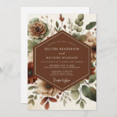 Terracotta Rustic Meadow Wedding Einladung (Vorne/Hinten)