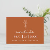 Terracotta Rustic Moderne handgeschriebene Hochzei Save The Date (Stehend Vorderseite)