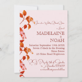 Terracotta Rustic Orange Pink Wedding Probe Einladung