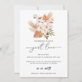 Terracotta Rustic Pampas Grass Hochzeitsempfang Karte (Vorderseite)