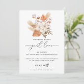 Terracotta Rustic Pampas Grass Hochzeitsempfang Karte (Stehend Vorderseite)