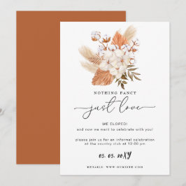 Terracotta Rustic Pampas Grass Hochzeitsempfang Karte