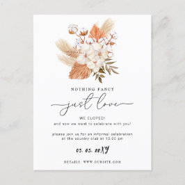 Terracotta Rustic Pampas Grass Wedding Reception C Postkarte