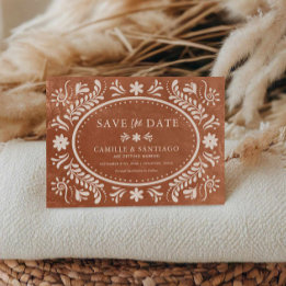 Terracotta Rustic Papado Picado Save the Date