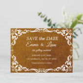 Terracotta Rustic Papel Picado – Save the Date (Stehend Vorderseite)