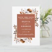 Terracotta Rustikale Aquarellfarben Foto Hochzeit Save The Date (Stehend Vorderseite)
