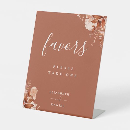 Terracotta Rustikale Blütenblüte Herbstfavoriten Sockelschild (Vorderseite)