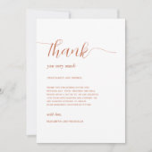 Terracotta rustikale boho Hochzeit im Herbst Dankeskarte (Vorderseite)