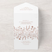 Terracotta Rustikale Herbsthochzeit Wildblume All In One Einladung (Außenbereich)