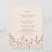 Terracotta Rustikale Herbsthochzeit Wildblume Einladung (Vorne/Hinten)